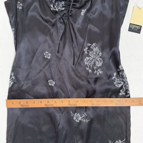 NWT Vintage 90s Y2K ESPRIT Black Satin Slip Dress Size 7/8 Whimsigoth Grunge - Picture 10 of 11